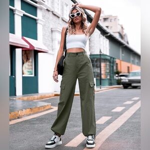 Olive Green Cargo Pants for Women